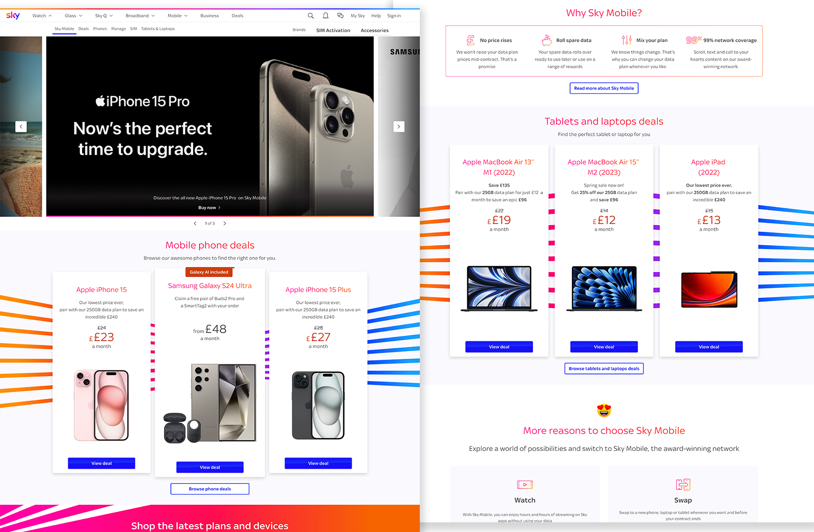 Sky Mobile's homepage