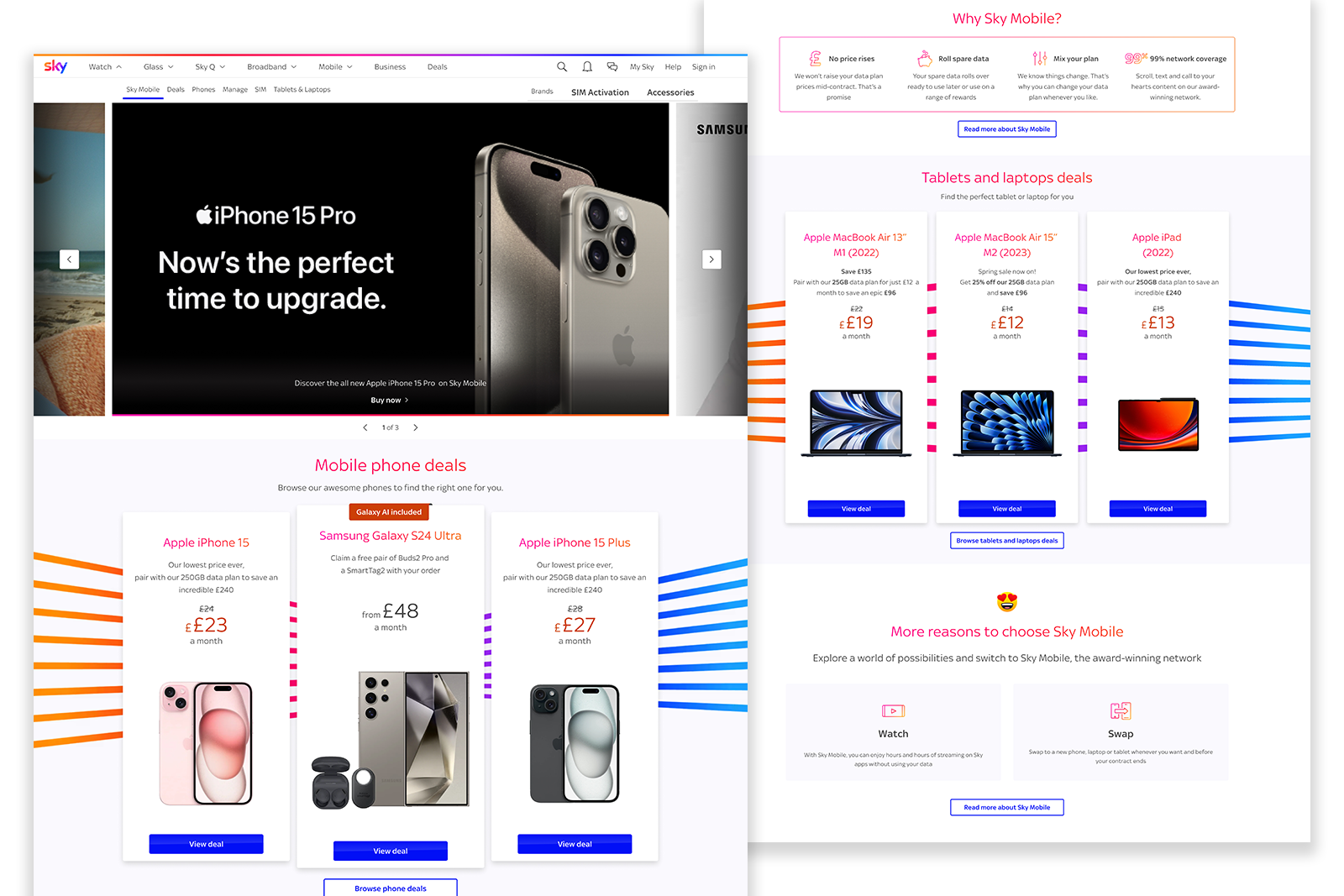 Sky Mobile's homepage