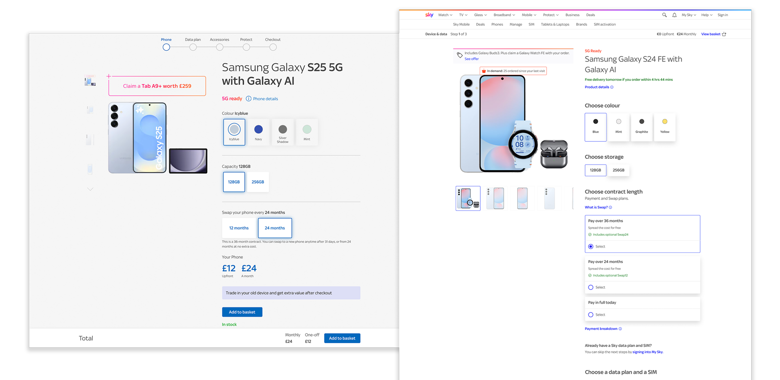 Desktop view of old and new page design