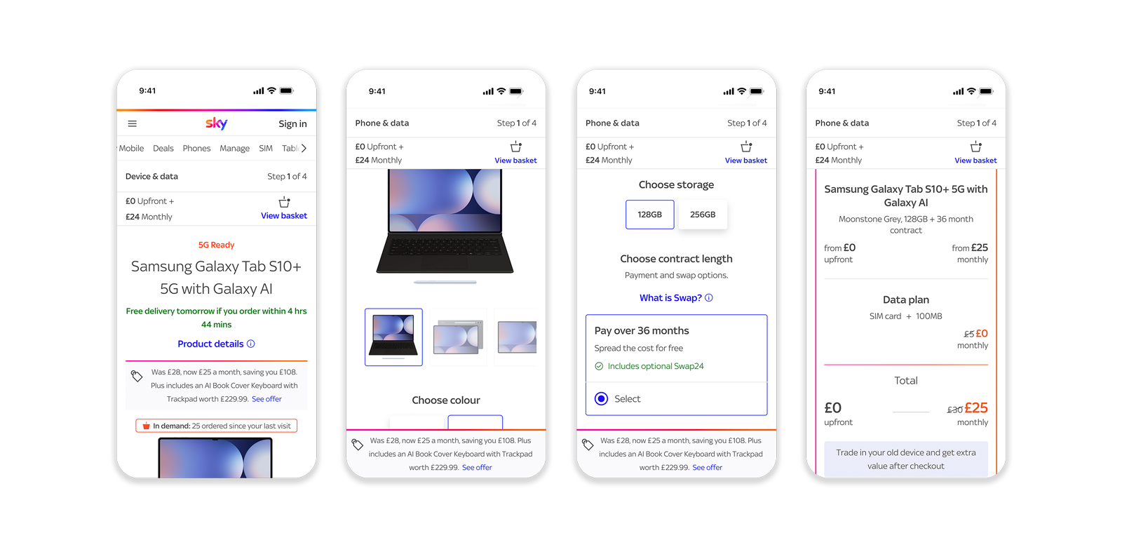 Several scroll views of the mobile layout