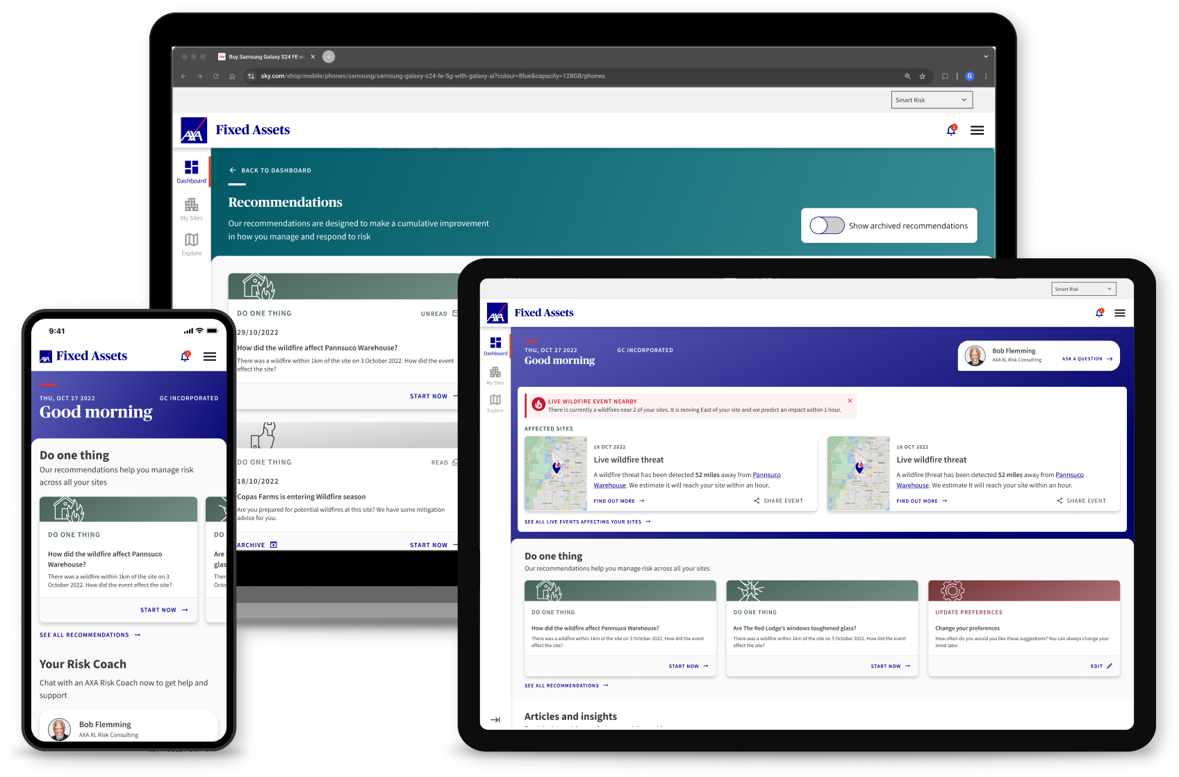 Mobile, tablet and desktop view of AXA Fixed Assets