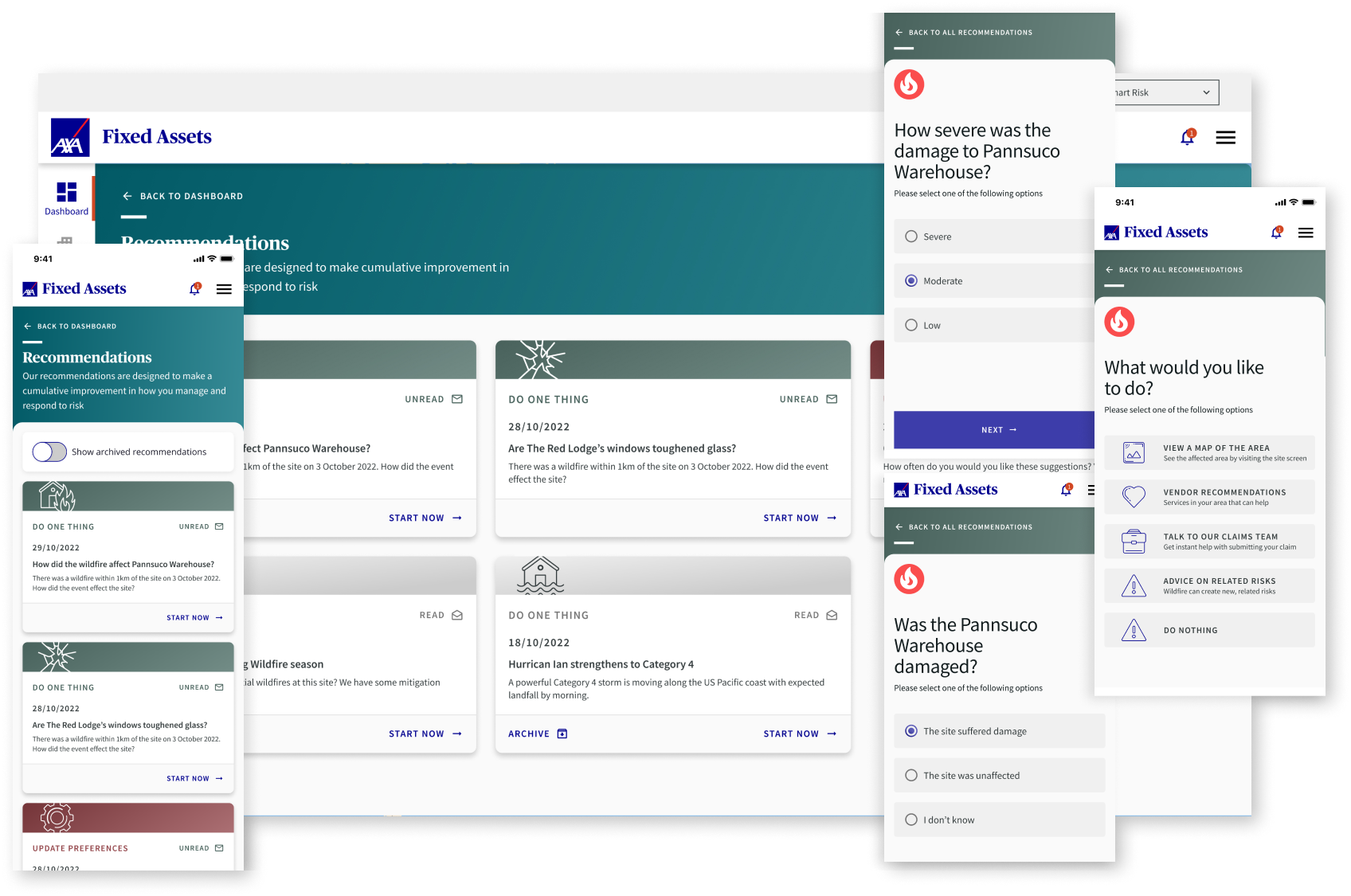 AXA Fixed Assets Recommendation page